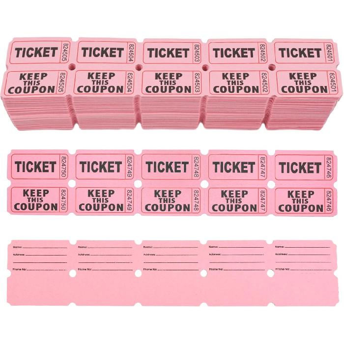 2000 Pcs 1000 Pairs Raffle Tickets, 50/50 Double Raffle Tickets, 250 Double Tickets Per Stack, for Events, Entry, Carnivals, and Door Prizes