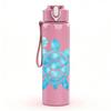 1PC Light Blue Sea Turtle Cartoon 750ml Color Plastic Sports Water Bottle Leakproof Flip Straw Lid Suitable for Sports Office Home Use