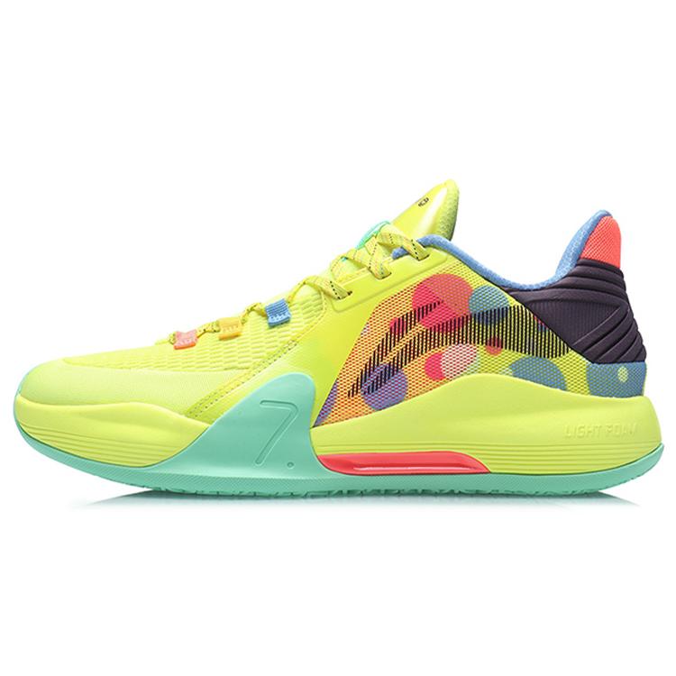 New LINING Speed 7 Basketball Shoes Men Low Top Yellow/Green ABPR007-2