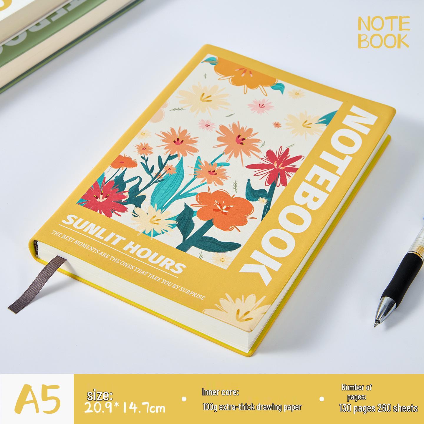 Ручная роспись Цветочный блокнот формата А5 - Персонализируемый высококачественный журнал с возможностью печати логотипа