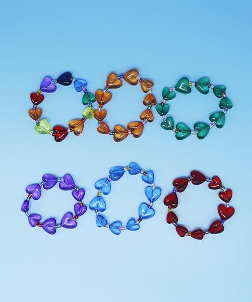 Bonbeau Fancy Heart Line Beads Bracelet Colored Heart Ball Bead Bracelet 6 Colors