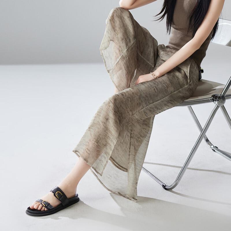 SOFSIL Retro Print Wide-Leg Cropped Pants