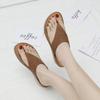 European And American Slippers Wedge Rhinestone Laser Flip-Flops Breathable Hollow Comfortable And Fashionable Flat Bottom