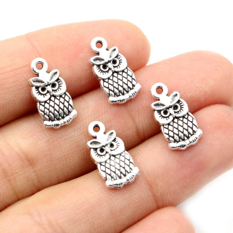

30pcs 15x8mm 19x10mm Antique Silver Plated Bronze Owl Handmade Charms Pendant DIY Jewelry Accessories for bracelet necklace