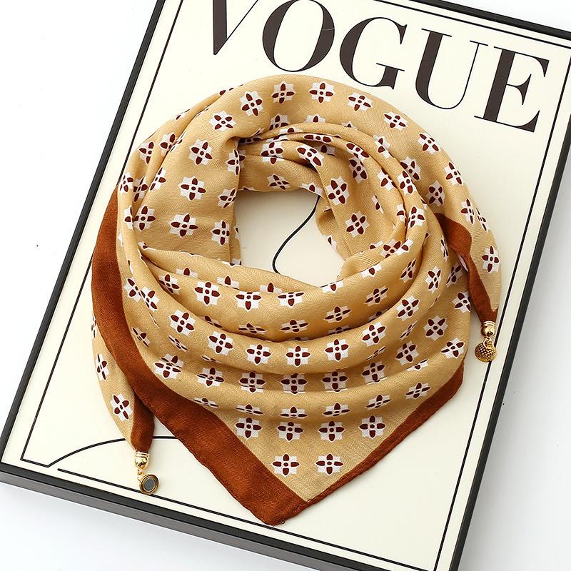 1PC Necklace French Style Magnetic Closure Gift Silk Scarf Luxury Painted Pattern Elegant Neck Scarf Versatile Multi-Color