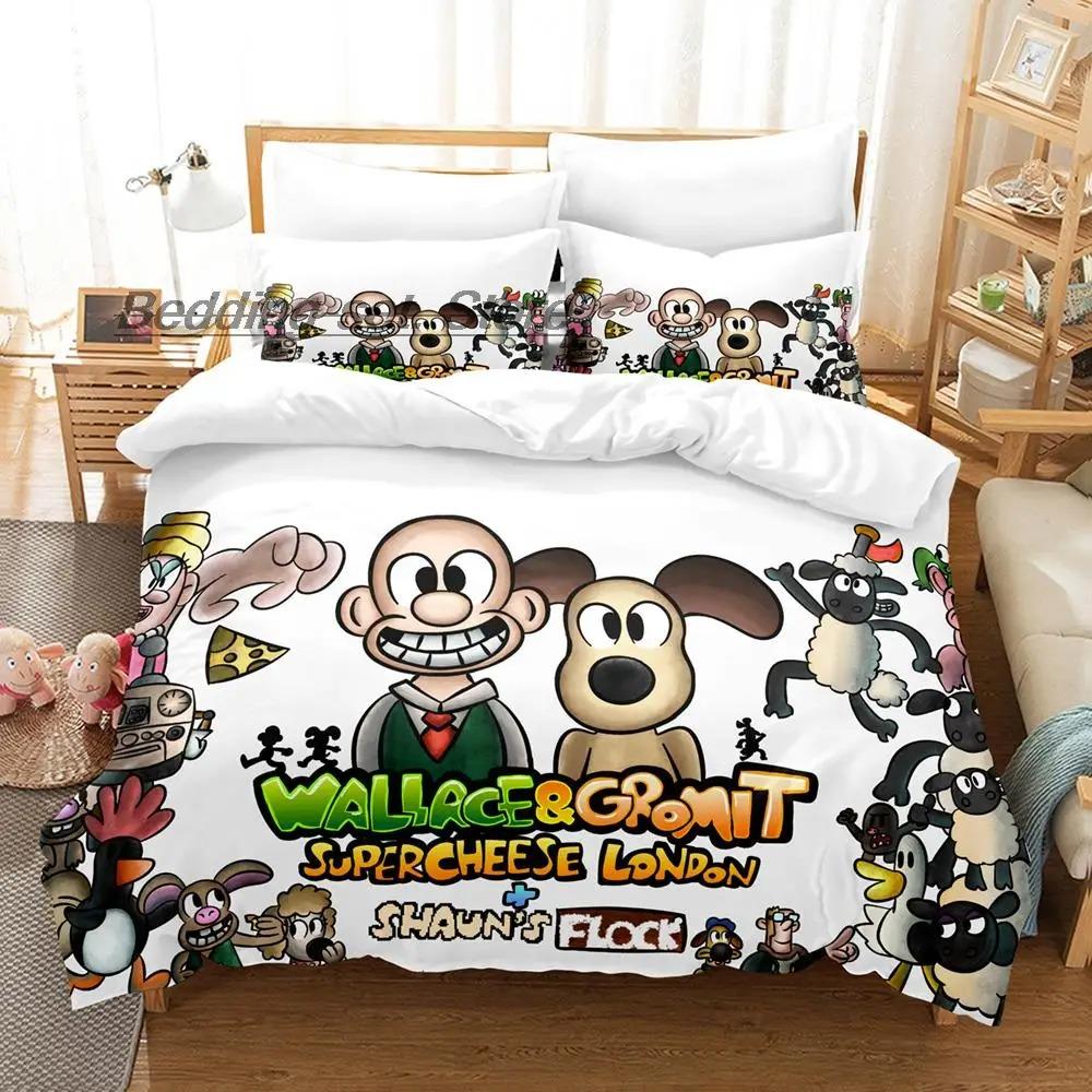 Set de lenjerie de pat Kawaii Gromit Single Twin Full Queen King Size Set de pat Aldult Copil Dormitor Seturi huse de pilotă Imprimeu Anime Set cearșaf de pat