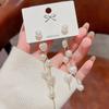 1Pair Simulation Pearl Long Earrings Love Heart Tassel Wedding Stud Earrings For Women Girl  Korean Party Wedding Jewelry