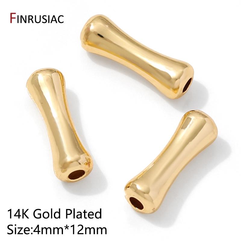14K Gold Plated Brass Bone Shape Tube Beads,Supplies For Jewelry,Separators Spacer Beads For DIY Bracelet Making Accessories