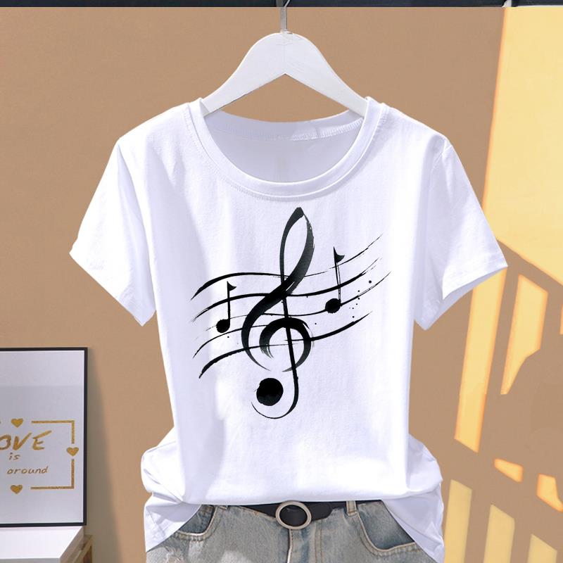 (Asian Size) leopard letter trend Top O-neck Tee Fashion Print Casual Short Sleeve T-shirts T Graphic Female Women's Clothing