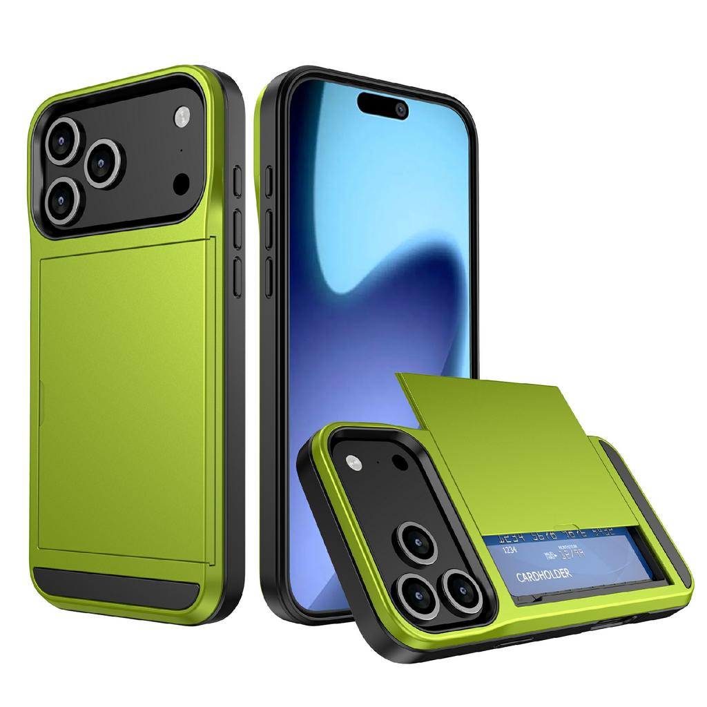 Pour iPhone 17 Pro Coque avec Porte-Cartes Coulissant PC+TPU Coque Arrière de Téléphone