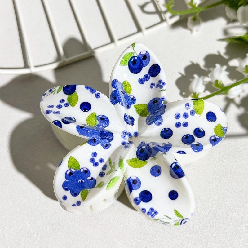 Printed Clips, Egg Flower Fresh and Light Hair Clips Back of The Head Updo Shark Clips