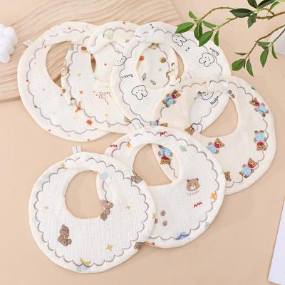 360° Drehbarer Baumwoll-Baby-Lätzchen - Absorbierendes Rundhandtuch für Speichel