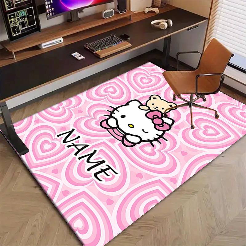 Custom HelloKitty Mat Personalized Name, Polyester Washable Indoor Entryway Rug, Gift for Christmas, Easter, Thanksgiving Day