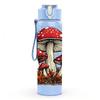 1PC Forest Red Mushroom Plant Art Print 750ml Color Plastic Sports Water Bottle Leakproof Flip Straw Lid Suitable for Sports Office Home Use
