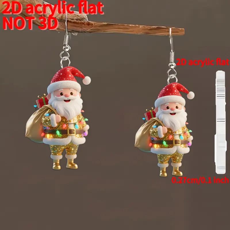Festive Gold Santa Acrylic Earrings Single Acrylic Earring (No Hook)