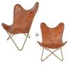 Handmade Tan Brown Leather Butterfly Chairs - Comfortable and Stylish Set of 2