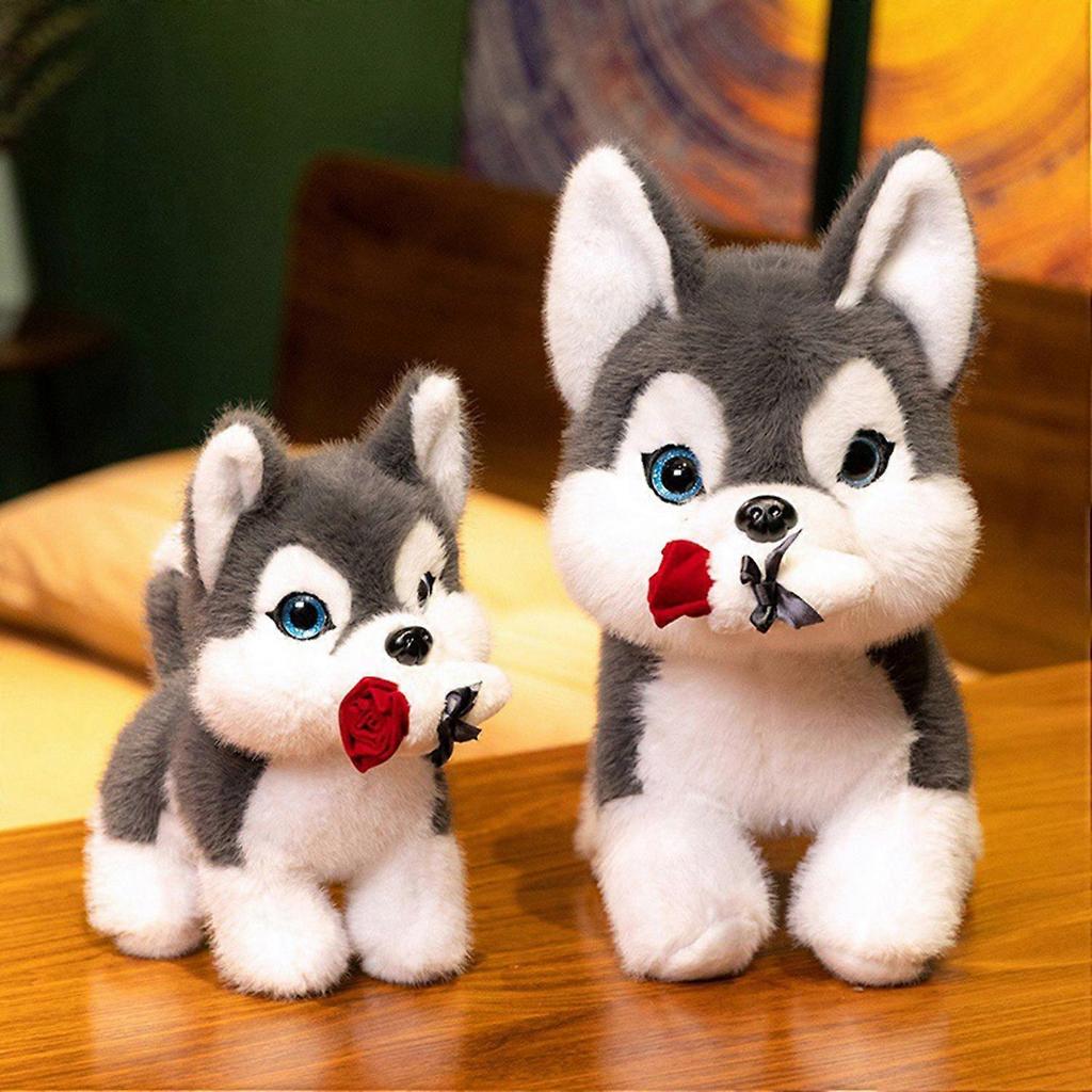 Husky Dog Plush Toy Soft And Cuddly Lifelike Husky Puppy Doll Multi-purpose Decoration for Bedroom
