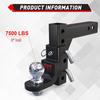 2" Ayarlanabilir Treyler Çeki Demiri Top Yuvası, 7500 lbs, 9-1/2" Düşüş, 8-1/4" Yükseliş, Pim Kilidi ile 2" Alıcıya Uyar