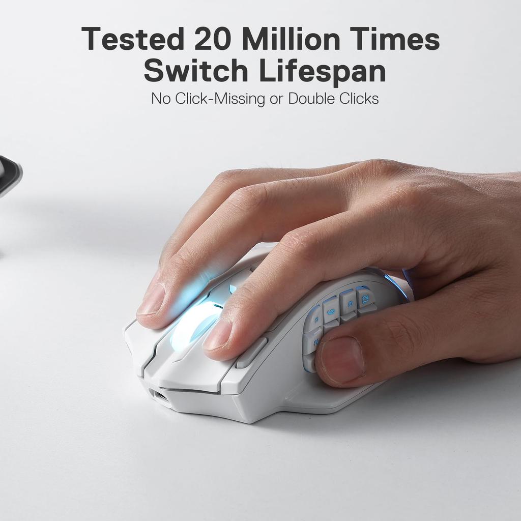 Redragon M913 Impact Elite Kabellose Gaming-Maus 16000DPI RGB mit 16 programmierbaren Spiel-Pro-Optischen und 12 seitlichen MMO-Maus-Tasten, Kabelgebunden/Kabellos