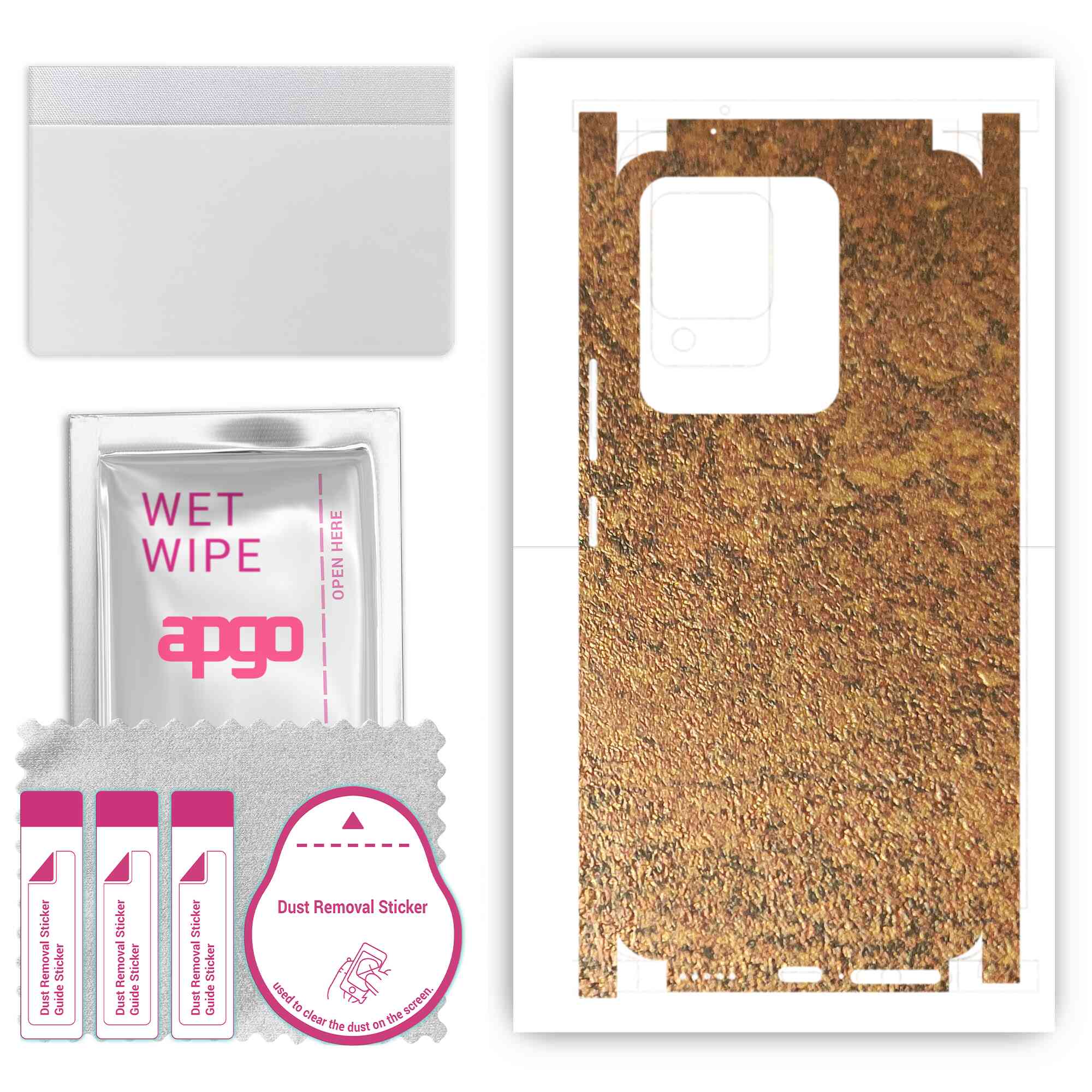 

apgo Protective Skin Sticker for the back+sides compatible with Vivo V25e, Full Wrap Film, Foil, Vinyl - Pattern Rusty Copper