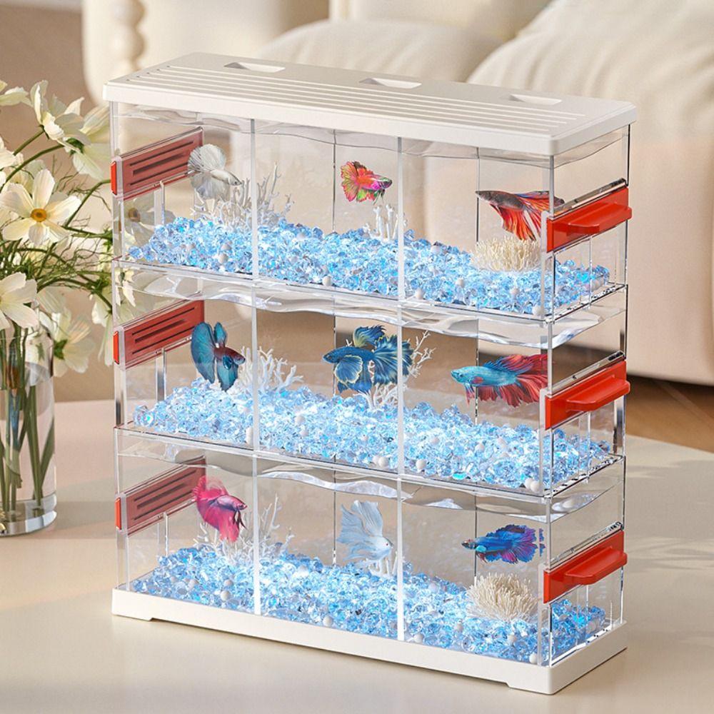 High Definition Transparent Fish Tank Shatterproof Fish Breeding Box Desktop Fish Tank  Office