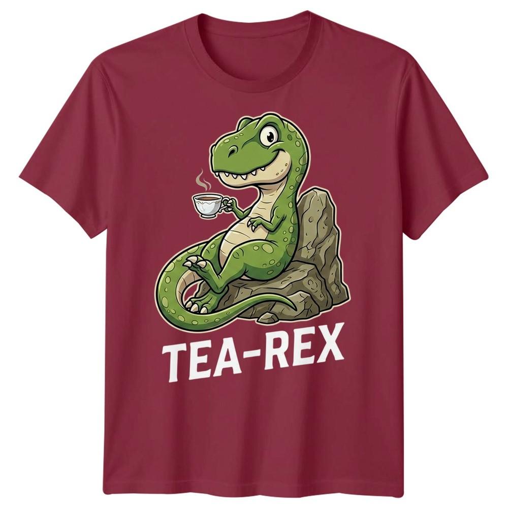Tea Rex Funny Dinosaur Drinking Tea Unisexs T Shirt Graphic Novelty Tee