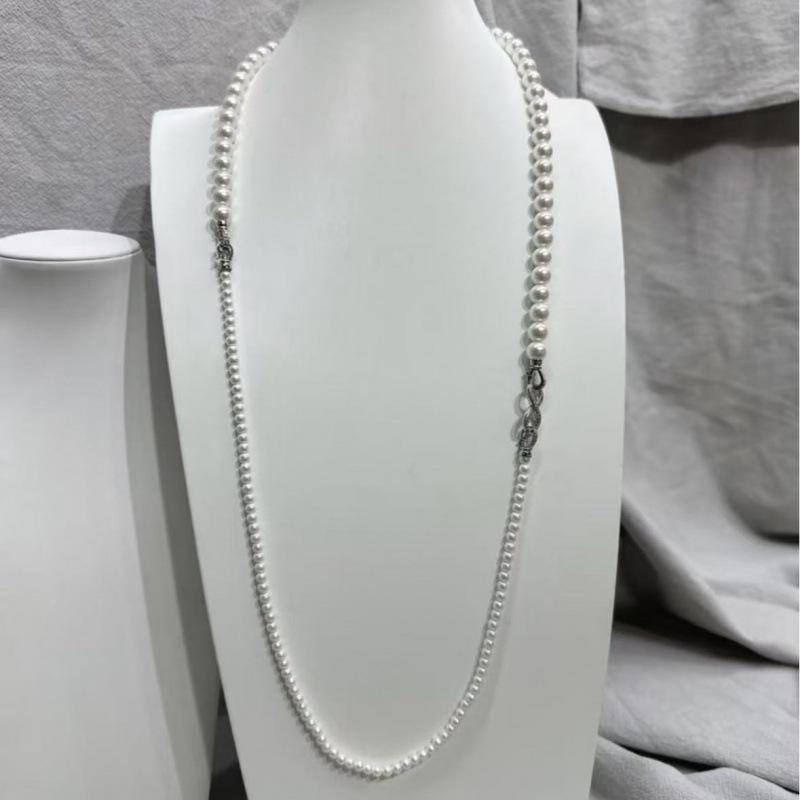 Autumn Essential 80cm Long Freshwater Pearl Sweater Necklace - 4-7mm Round, Near-Flawless Finish.