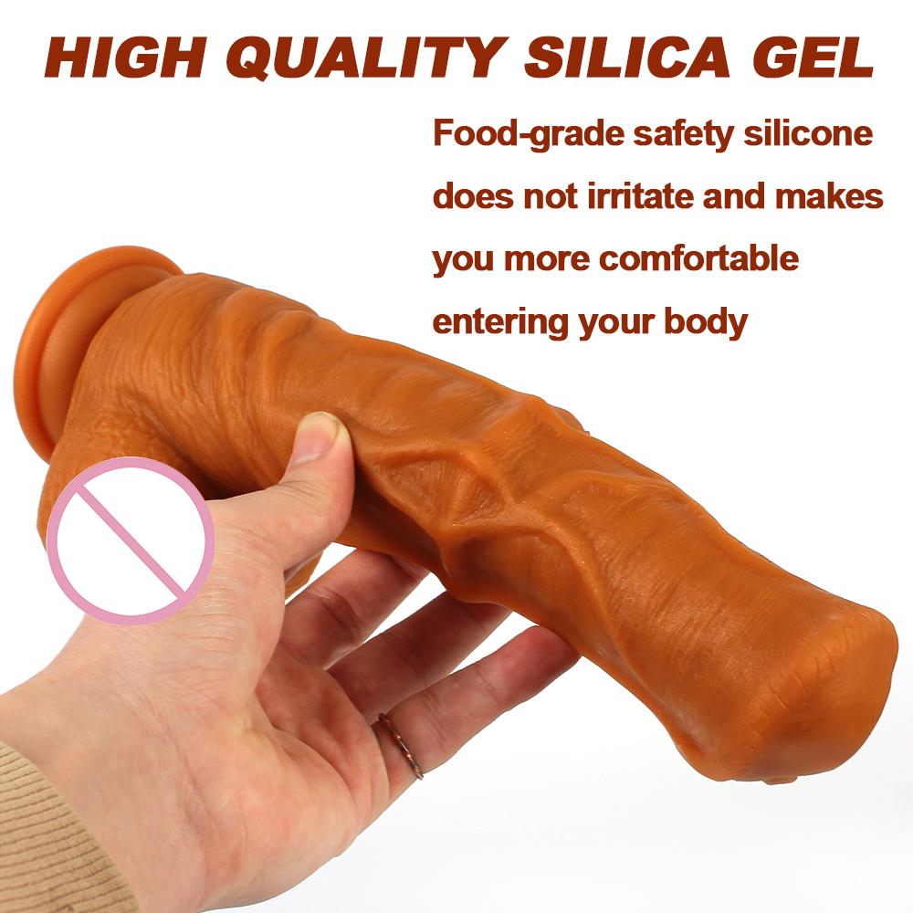 Kobieta masturbacja uczucie skóry realistyczny penis wielki kutas z przyssawką zabawki erotyczne dla kobiet ogromny koń Dildo dla dorosłych