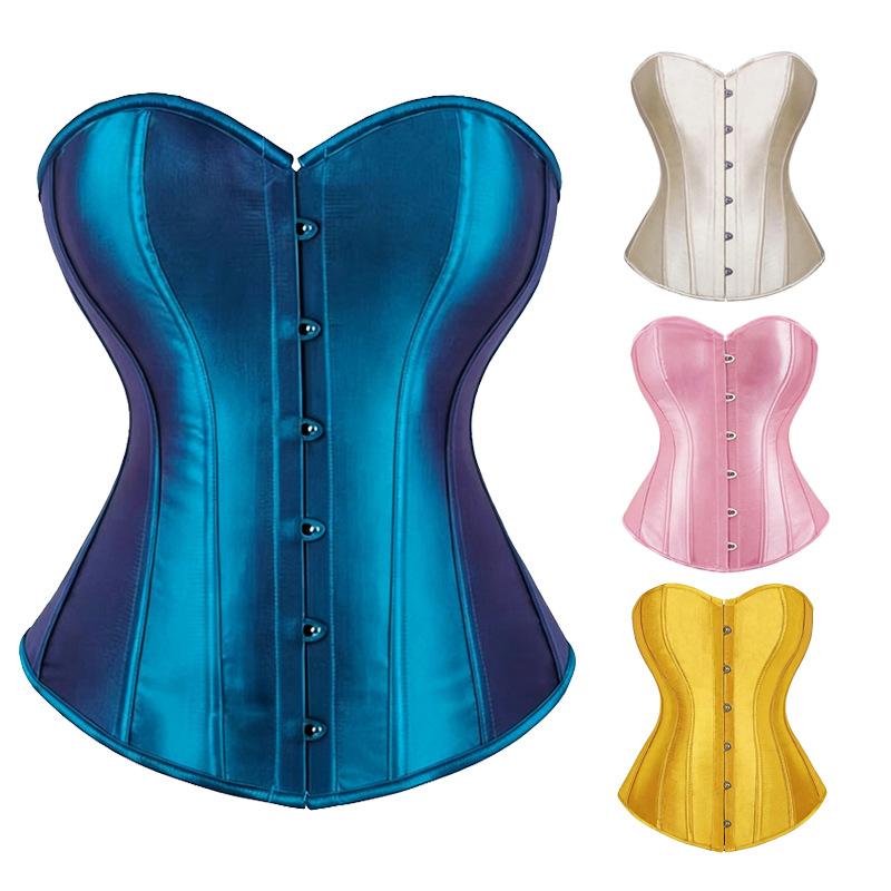 Classic European American Women Sexy Faux Silk Boned Waist Cincher Body Shaper