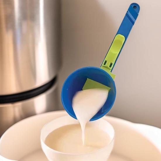 2Pcs Mess-Free Measuring Funnel Scoop Sliding Spoon for Protein Powder Coffee & Milk No-Spill Long Handle Supplement Powder Dispenser Kitchen Gym