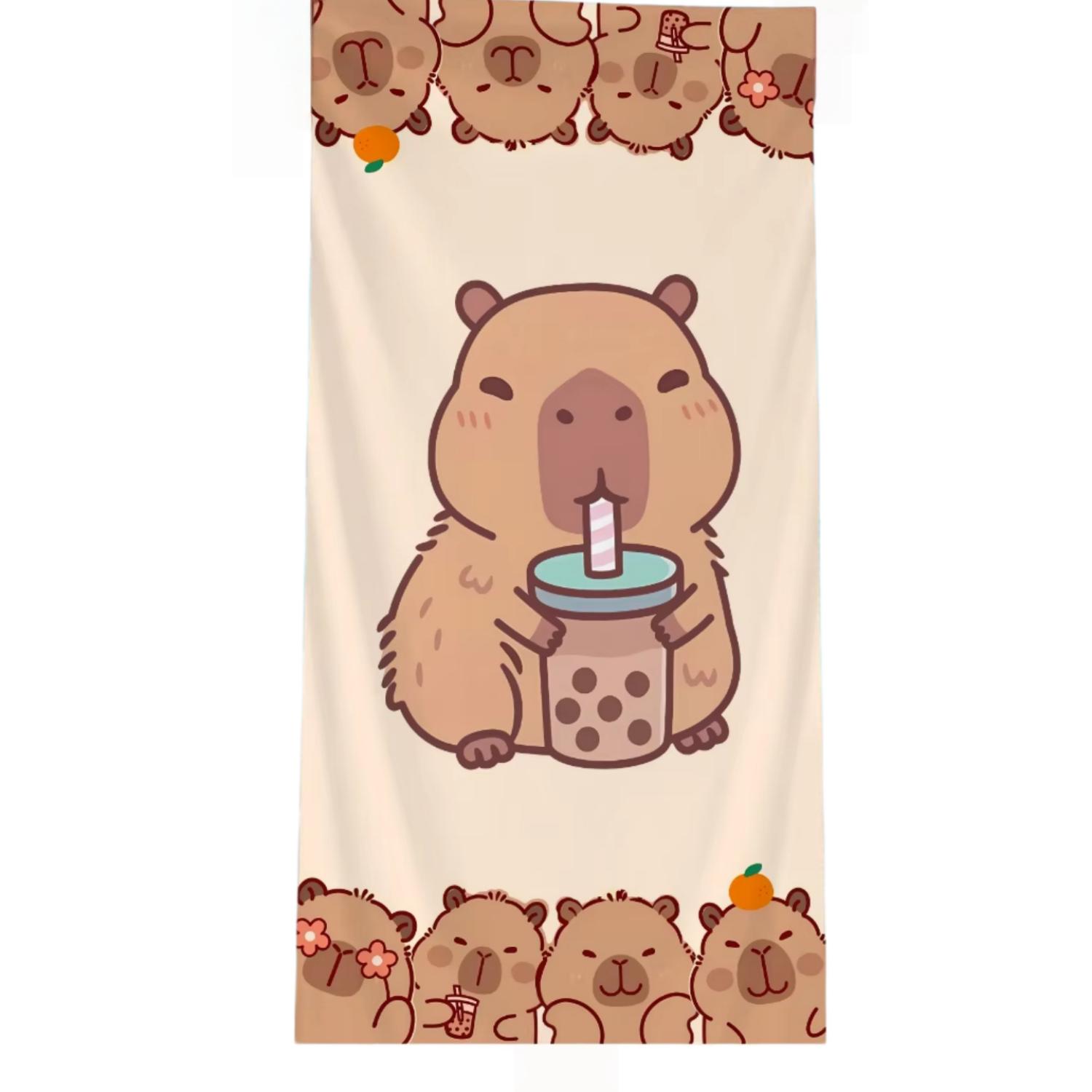 

Capybara Print Quick Dry Sun Protection Beach Blanket Towel Windproof Anti-Sand Soft Skin Friendly Multi-Size for Swimming Pool W30*H60(CM)