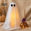 Adjustable Tripod Ghost Stand Halloween Decoration with Broom, Spooky Sequins Mesh White Ghost, Cute Reusable Figure Standing for Party, Home, Table,