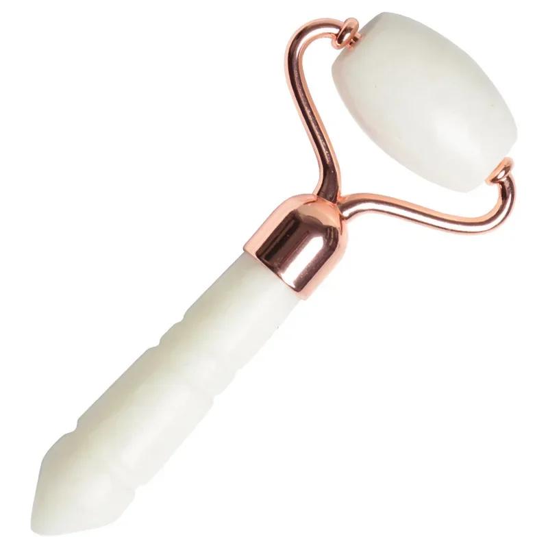 Double-Headed White Jade Facial Massage Roller Natural Stone Skin Care Tool for Face Eye Neck Youyan Jade