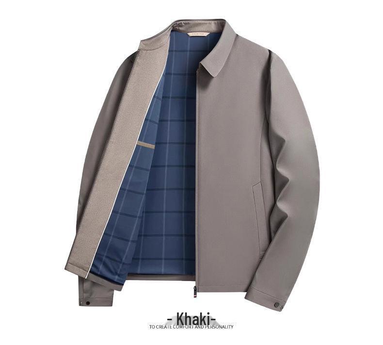 Men's Business Casual Stand Collar Windproof Jacket - Non-Iron, Wrinkle-Resistant Autumn Outerwear with Zipper