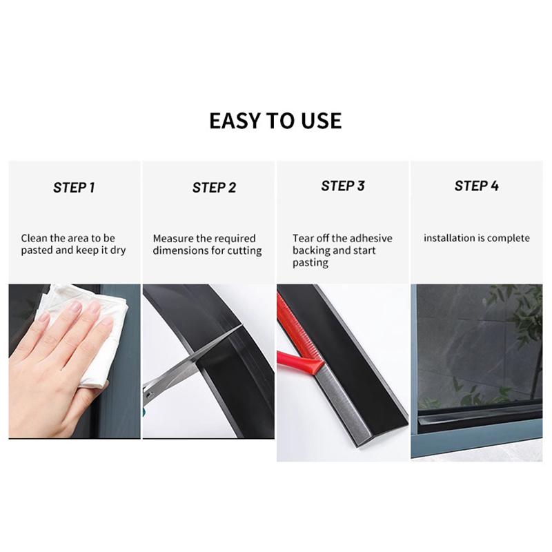 TPE Window Water Blocking Bar Balcony Self Adhesive Waterproof Sealing Strip Home Window Edge Water Deflector Flashing Board