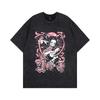 Hip-hop Heavy Washing Water Old Cartoon Short-sleeved OVERSIZE Loose Men's and Women's Same T-shirt American High Street Tide Brand