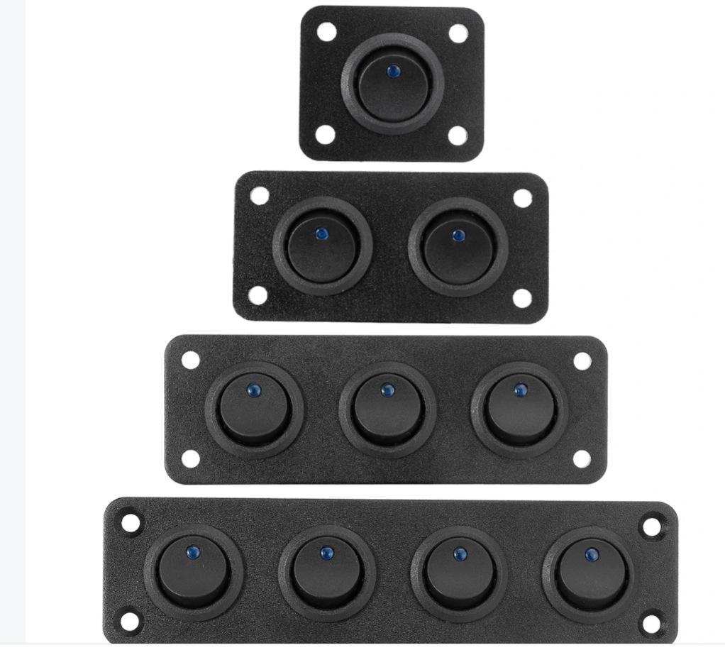 12V 1-4 Gang Universal Toggle Switch Panel USB Car Boat Marine RV Truck Blue LED Styling Accessories Marine Rocker Switch