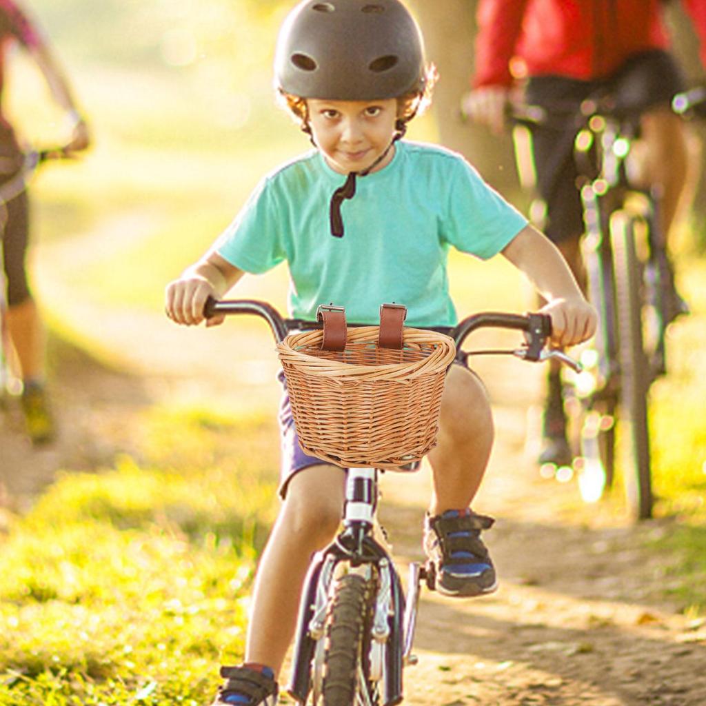 Kids Bike Basket Front Boys Girls Front Bike Storage Basket Adjustable Cycling Pocket Children Bicycles Storage for Flowers Toys