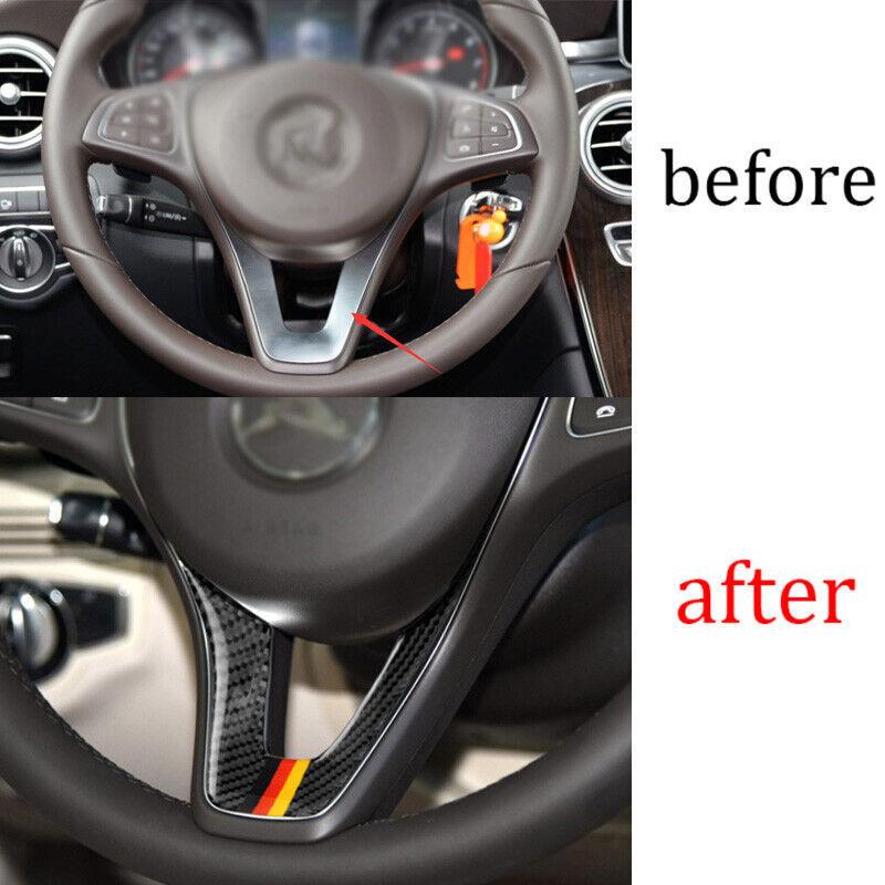 Fit For Mercedes-Benz GLC Carbon Fiber Steering Wheel Panel Cover Trim 2016-