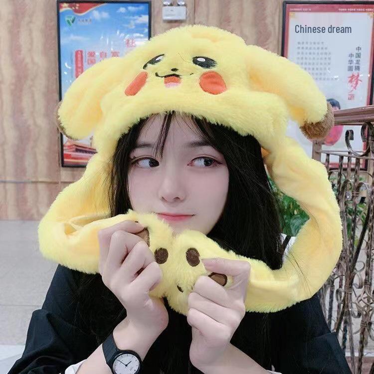 Children's Plush Cartoon Hat with Movable Ears - Luminous Rabbit Design for Parent-Child Matching