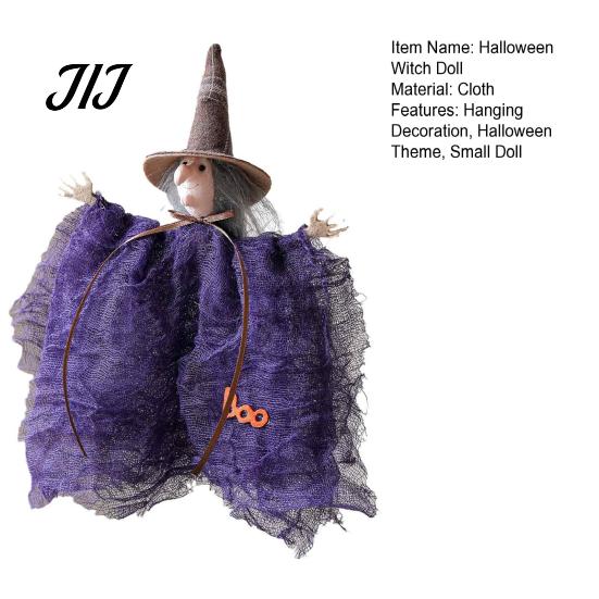 Cute Spooky Style Room Decorations Halloween Witch Doll Ornaments, Cat Pumpkin Playful Holiday Themed Hanging Dolls Decoration for Tree, Home