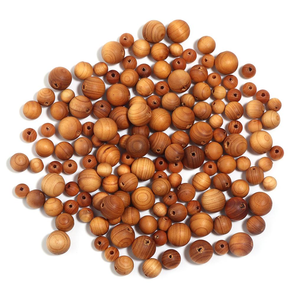 30-100pcs/Lot Natural Thuja Wooden Beads Round Loose Spacer Bead with Aroma for Jewelry Making DIY Braceelt Necklace Accessories