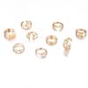 Ring, Fashion Letter Angel Leaf Mesh Ring, Personality Spring 9-Piece Gold Plated Set Ring