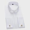 Men's Formal White Long-Sleeve Shirt with Windsor Collar and Bamboo Fiber French Cuff