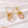 Unique Gold/Silver Plated Horseshoe Earrings U Shaped Convertible Link Huggie Zirconia Double Hoop Earrings for Women