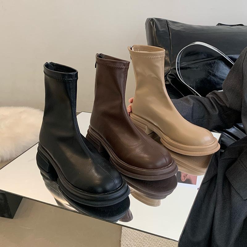 Thick-soled Spring and Autumn Short Boots Women's Winter Flat-soled Korean Small Naked Boots Fashion Boots Women's Boots