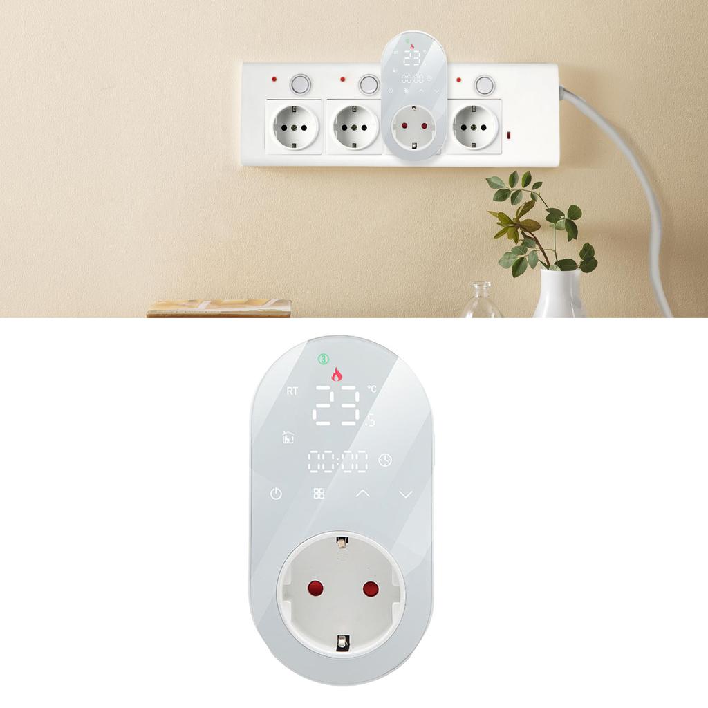 LED Digital Temperature Control Socket Programmable Plug in Thermostat Controlled Outlet for AC Floor Hting 16A