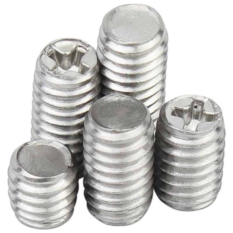 304 Stainless Steel Cross Slot Set Screw, Flat End Headless, M3/M4/M5/M6