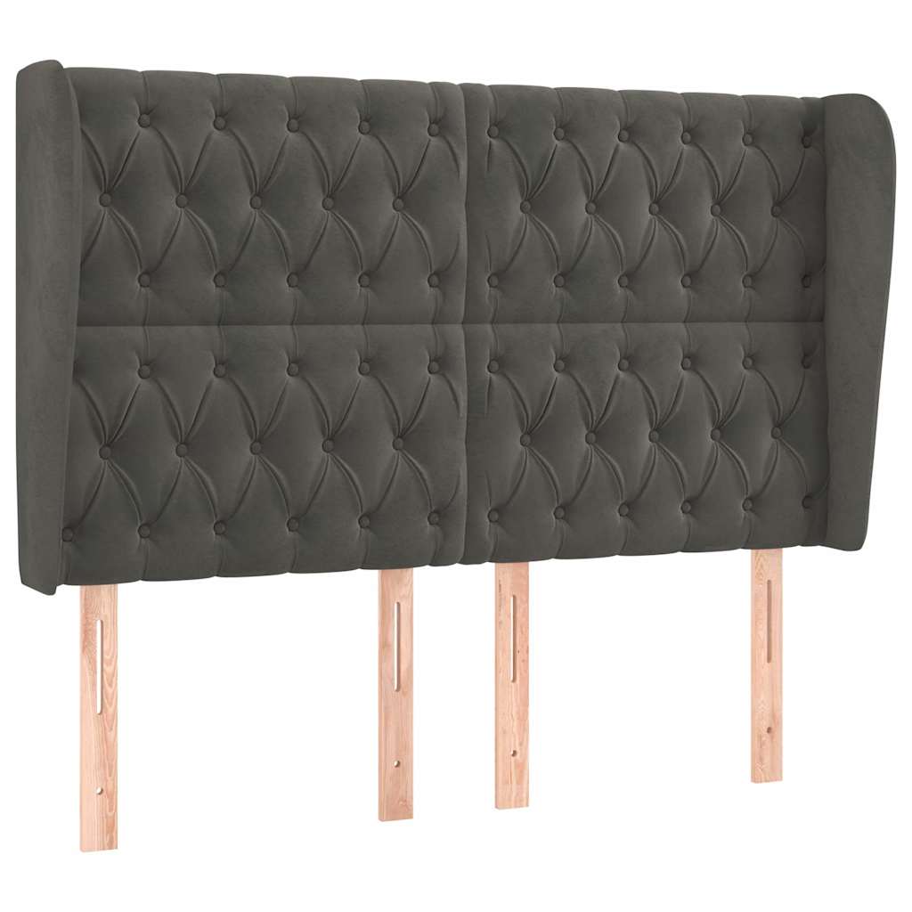 vidaXL Kopfteil mit Ohren Dunkelgrau 147x23x118/128 cm Samt