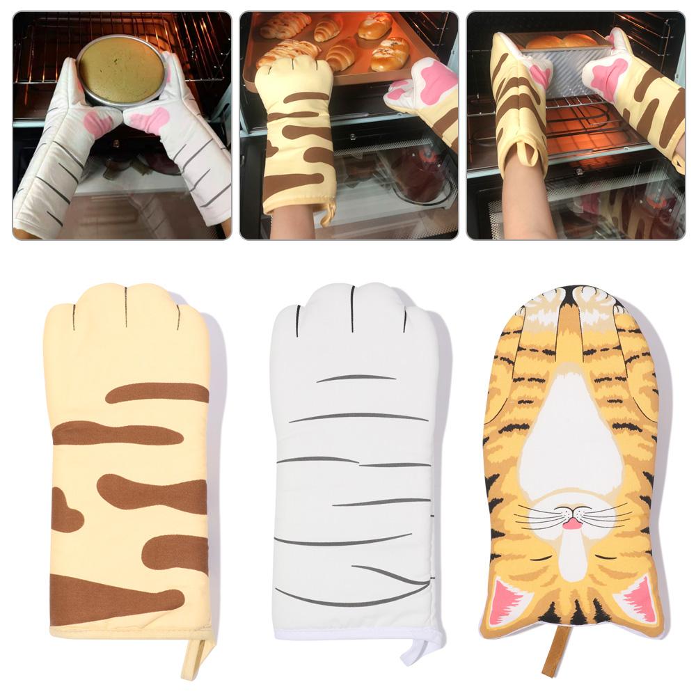 Baking Non-Slip Anti-Scalding Oven Mitts Cat Paws Cartoon Animal Insulation Gloves
